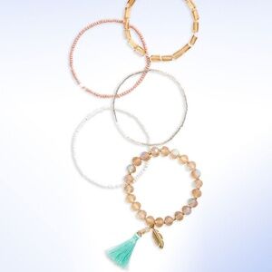 PANACEA Set of 5 Assorted Beaded Stretch Bracelets